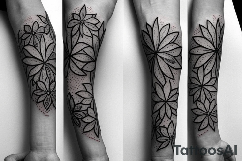 stars and flowers on forearm tattoo idea