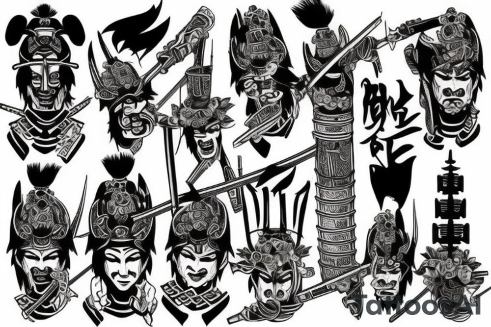 samurai sitting in the temple tattoo idea