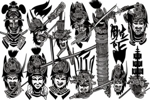 samurai sitting in the temple tattoo idea