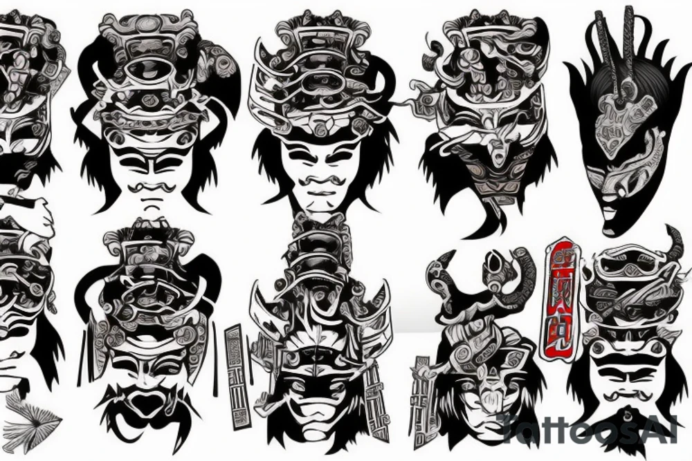 samurai sitting in the temple tattoo idea
