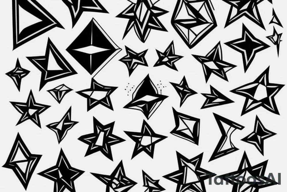black geometric star tattoo idea