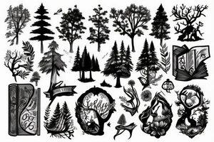 Book in the forest tattoo idea