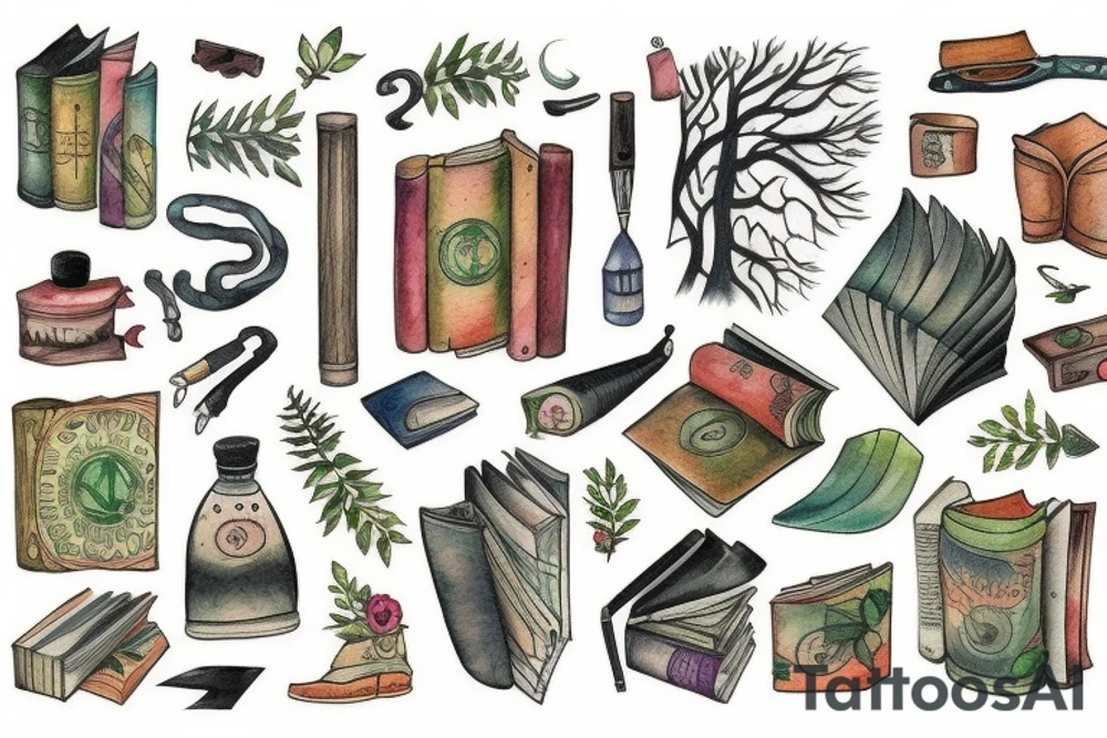 Book in the forest tattoo idea