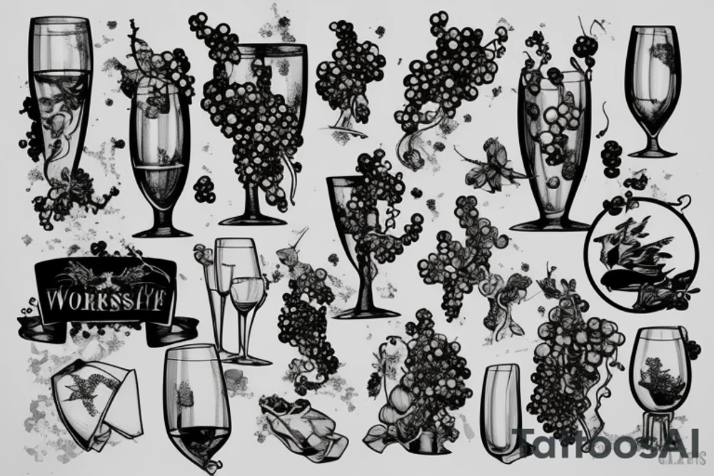 Glass of wine in the forest tattoo idea