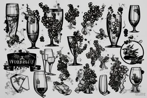 Glass of wine in the forest tattoo idea