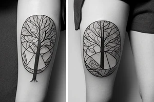 Glass of wine in the forest tattoo idea
