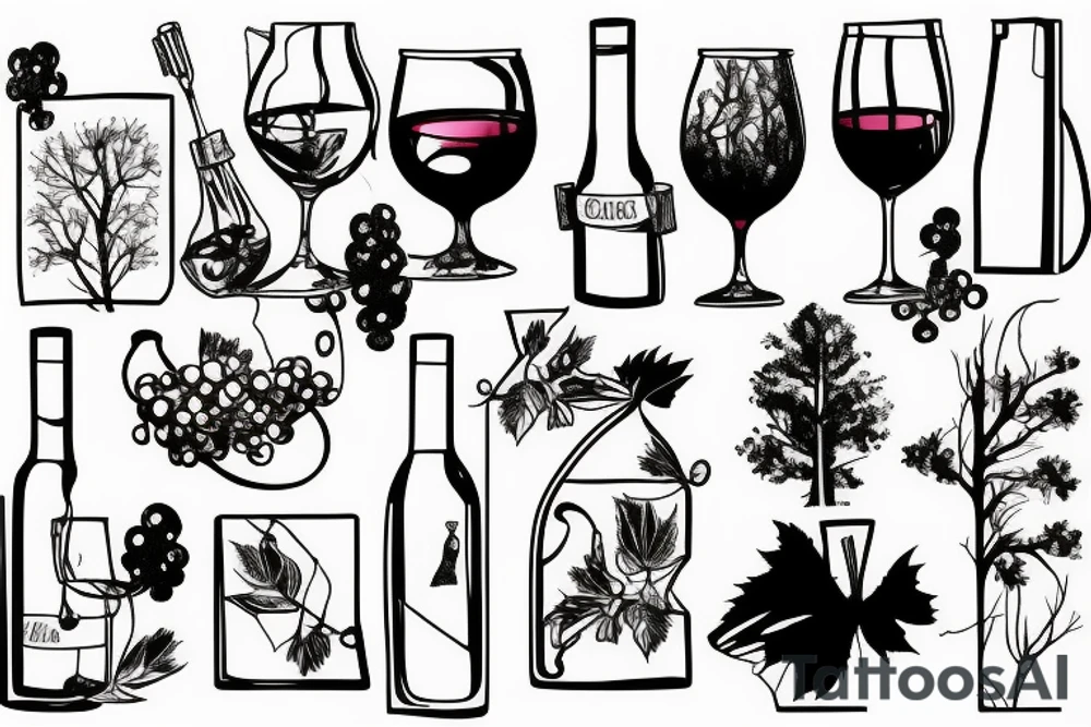 Glass of wine in the forest tattoo idea