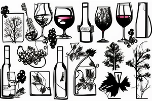 Glass of wine in the forest tattoo idea