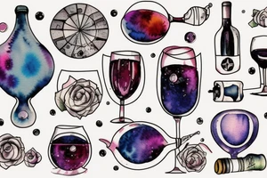 A glass of wine into space tattoo idea