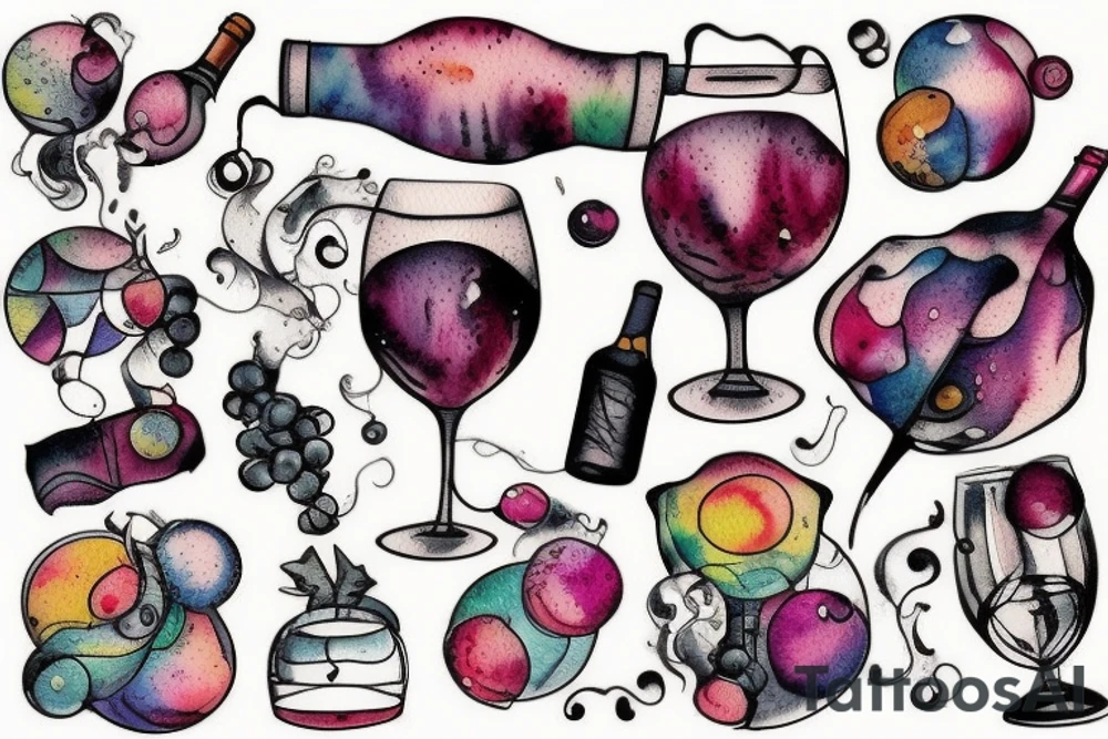 A glass of wine into space tattoo idea