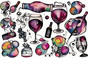 A glass of wine into space tattoo idea