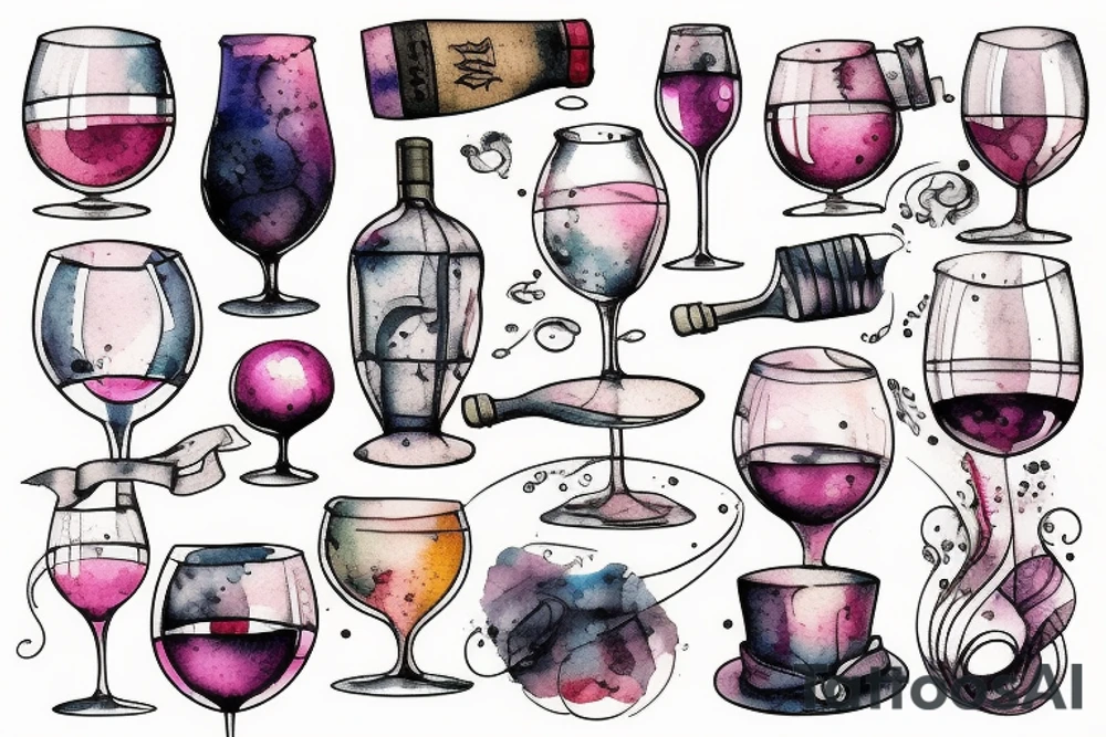 An old glass of wine into space tattoo idea
