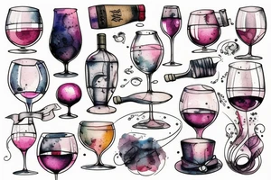 An old glass of wine into space tattoo idea