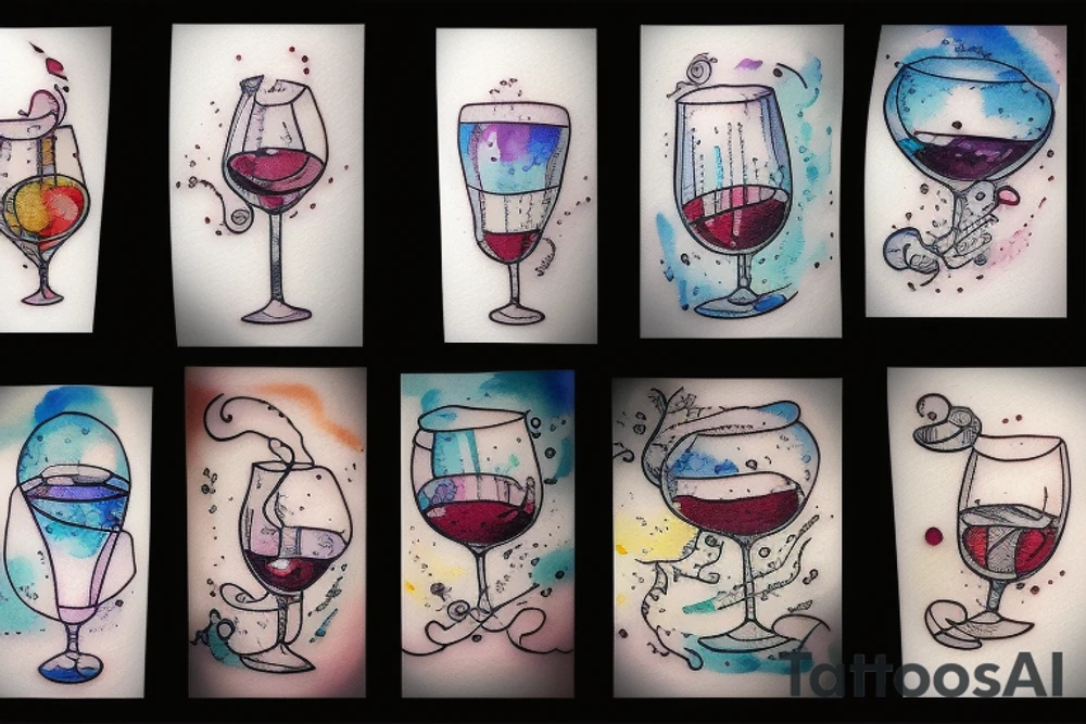 An old glass of wine into space tattoo idea