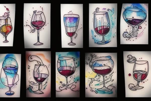 An old glass of wine into space tattoo idea