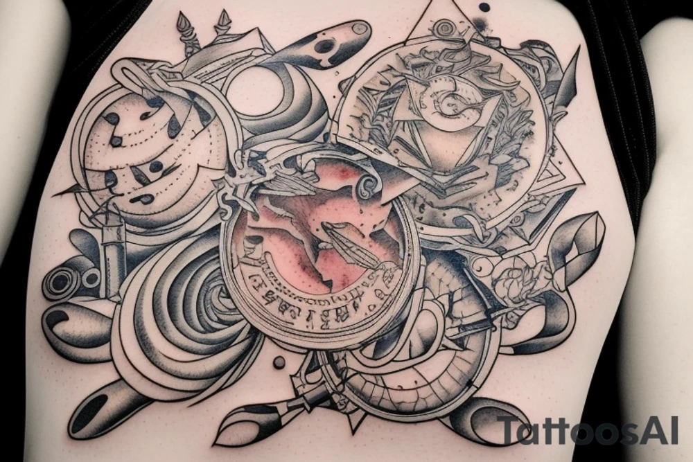 An old book into space tattoo idea