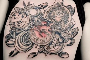 An old book into space tattoo idea