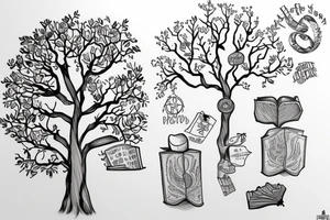a tree grows from a book tattoo idea
