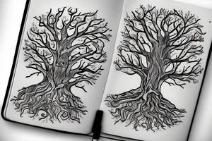 a tree grows from a book tattoo idea