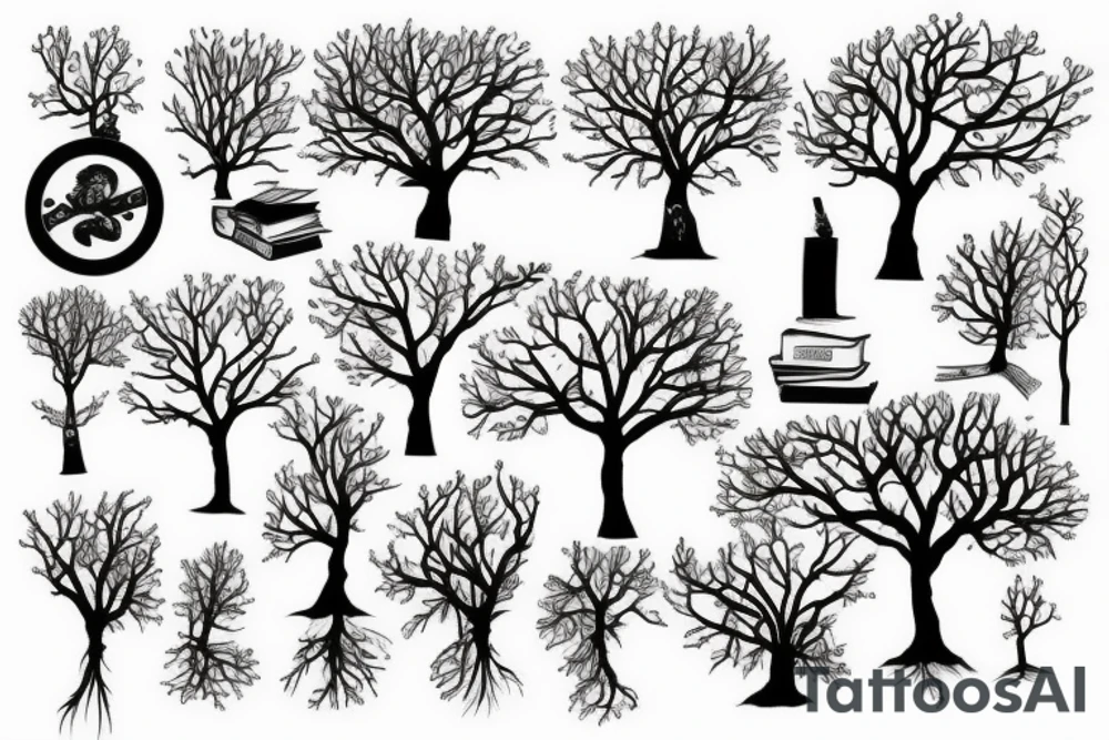 a tree grows from a book tattoo idea