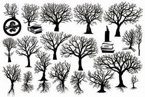 a tree grows from a book tattoo idea