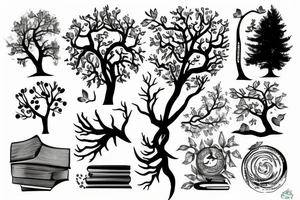 a tree grows from a book tattoo idea