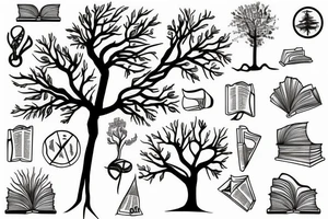 a tree grows from a book tattoo idea