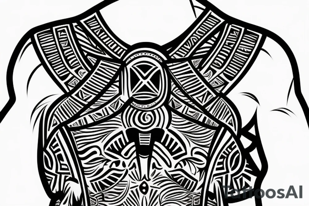 pre-colombian chest plate tattoo idea