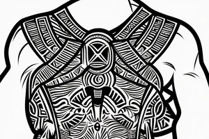 pre-colombian chest plate tattoo idea