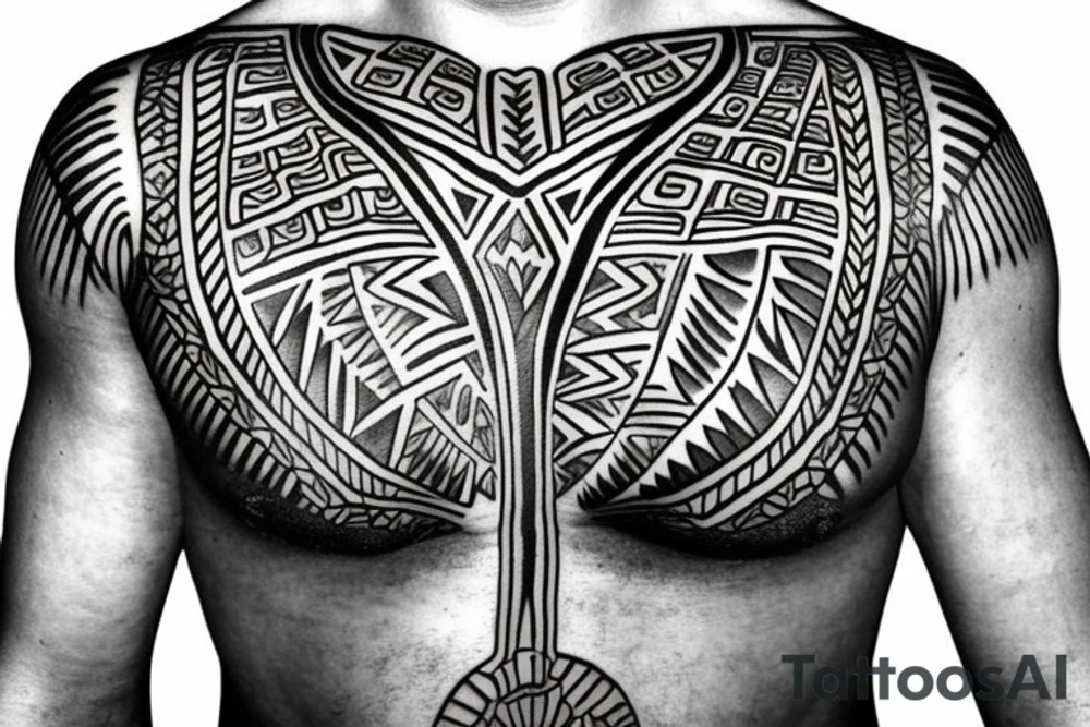 pre-colombian chest plate tattoo idea