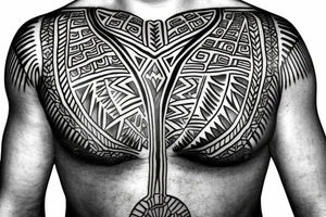 pre-colombian chest plate tattoo idea