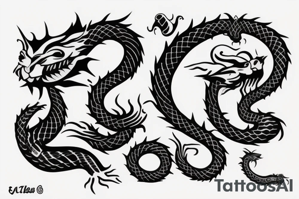 dragon's head，cat's body，snake's tail tattoo idea