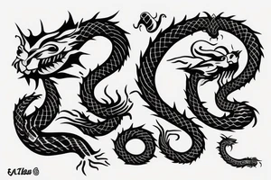 dragon's head，cat's body，snake's tail tattoo idea