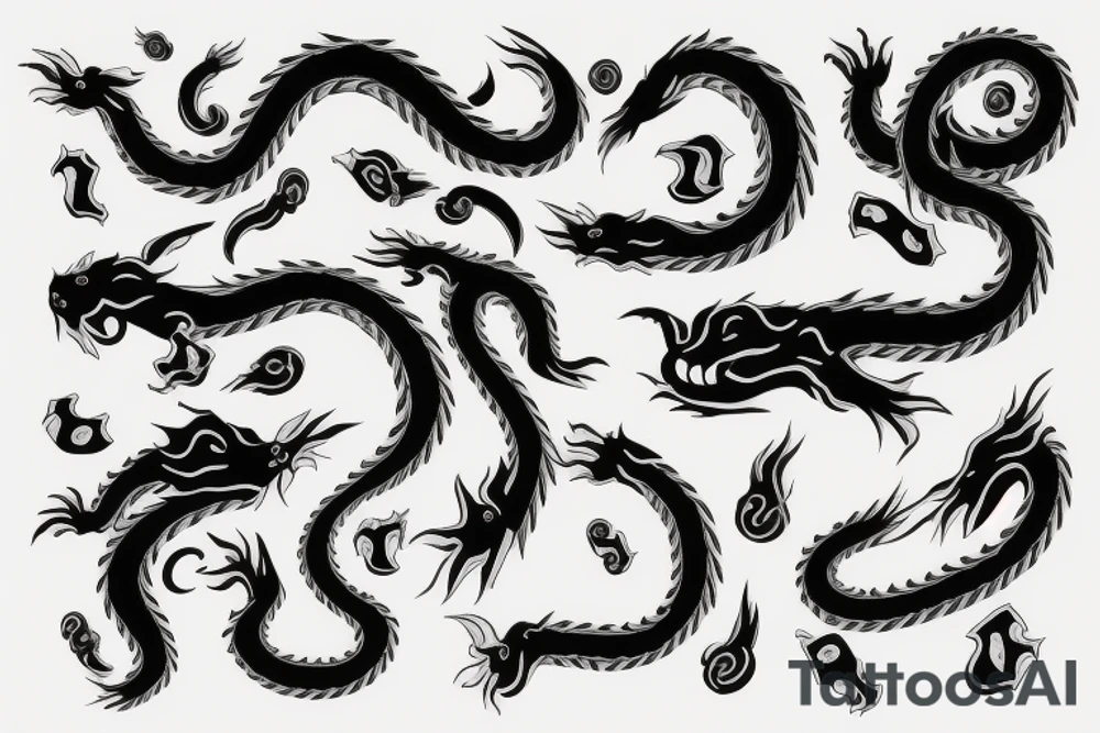 dragon's head，cat's body，snake's tail tattoo idea