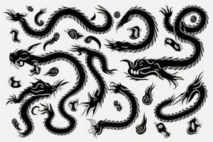 dragon's head，cat's body，snake's tail tattoo idea