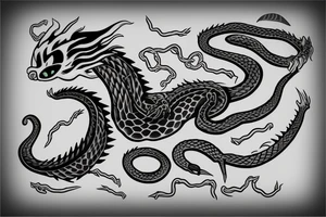 dragon's head，cat's body，snake's tail tattoo idea