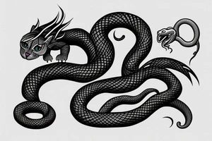 dragon's head，cat's body，snake's tail tattoo idea
