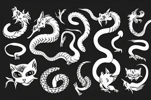 dragon's head，cat's body，snake's tail tattoo idea