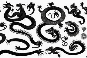 dragon's head，cat's body，snake's tail tattoo idea