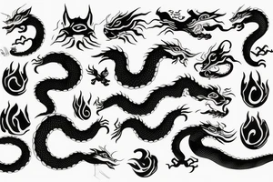 dragon's head，cat's body，snake's tail tattoo idea