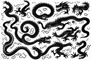 dragon's head，cat's body，snake's tail tattoo idea