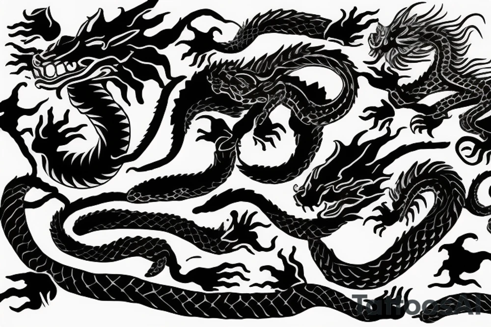 dragon's head，cat's body，snake's tail tattoo idea