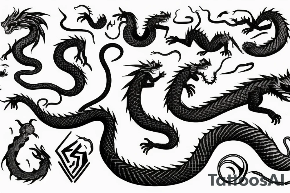 dragon's head，cat's body，snake's tail tattoo idea