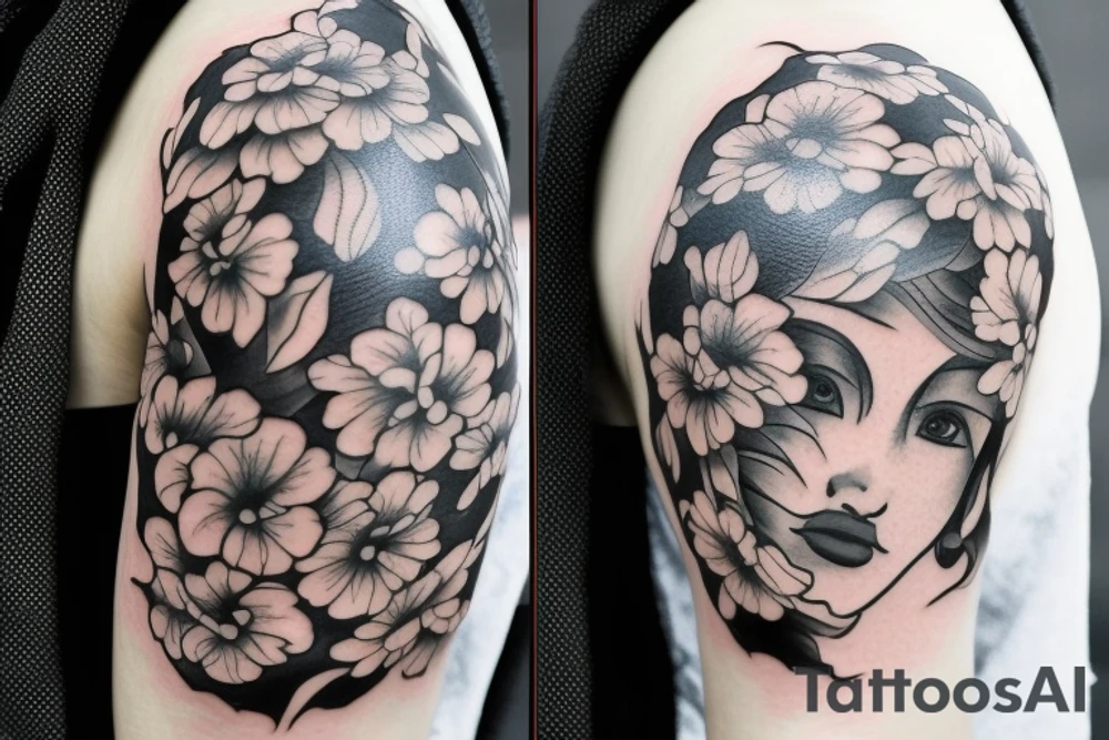 蝴蝶在玫瑰花上 图片中需要有H J的字母 需要突出 tattoo idea
