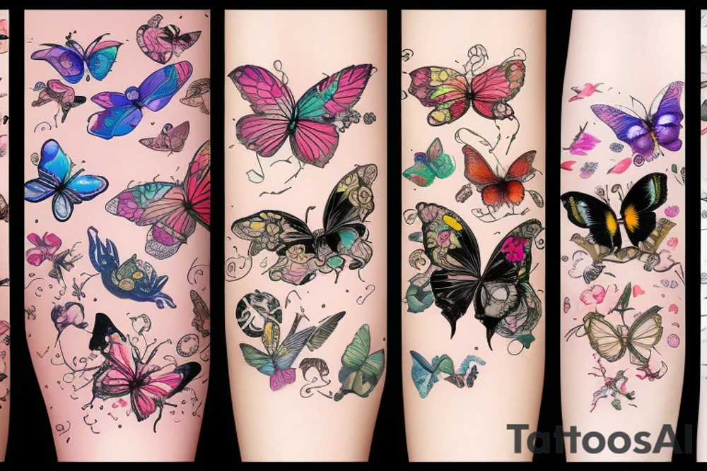 设计一堆蝴蝶的情侣纹身 tattoo idea
