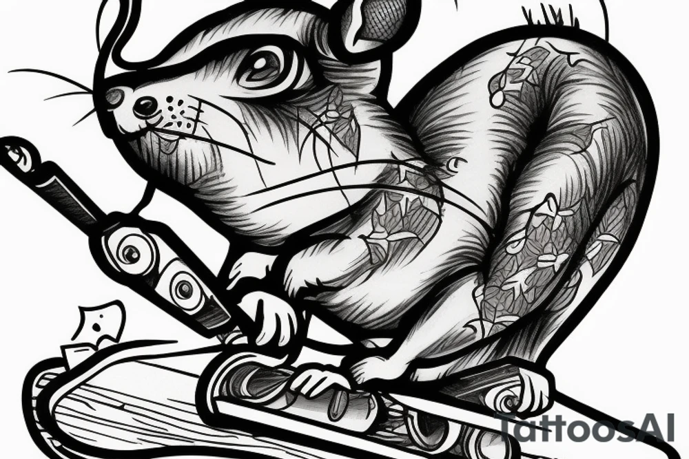 rat on skateboard tattoo idea