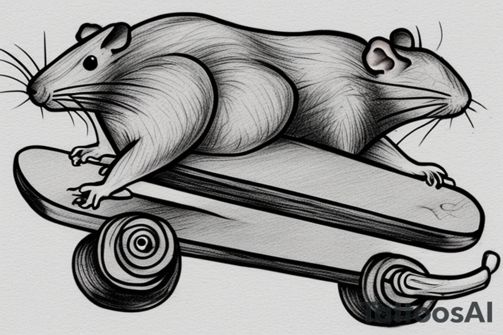 rat on skateboard tattoo idea