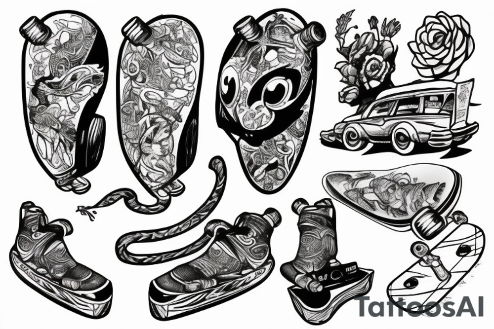 rat on skateboard tattoo idea