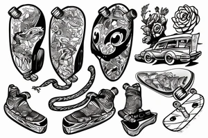 rat on skateboard tattoo idea