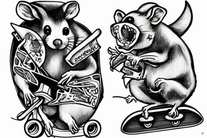 rat on skateboard tattoo idea